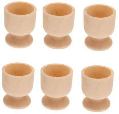 NAMOARLY Décorations de Pâques pour la Maison 6 pièces Coquetiers en Bois Supports à œufs artisanaux en Bois Brut Garçons et Filles Peinture Jouet Porte-œufs Artisanal