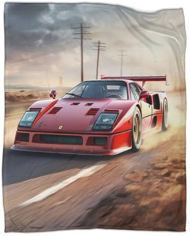 GAUDIE 3D-Supercar-Plüsch-Couch-Sofa-Überwurf, gemütliche Winterbettdecke für Kinder, bedrucktes Muster, Flauschige Flanell-Fleecedecke, 150 x 200 cm