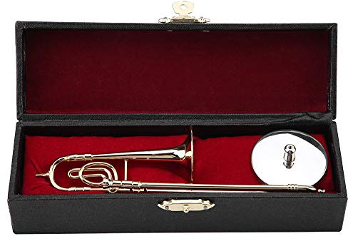 Vergoldete Miniatur-Posaune-Replik mit Ständer, Exquisite Verarbeitung und Neuartiges Design, für Weihnachten und Geburtstag füroder Musiker