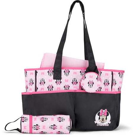 Disney Unisex Baby Mouse Tote Diaper Bag Tragetasche, Minnie Pink Black