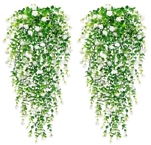 Yueshop 4Pcs Artificial Hanging Flowers, Artificial Hanging Plants Outdoor