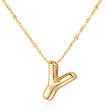 VCCKNB JEWELRY Initialen-Halsketten für Frauen und Mädchen, 14 Karat vergoldet, Buchstaben-Anhänger-Halskette von A-Z, Monogramm-Halsketten, Alphabet-Anfangsschmuck, zierliche, trendige (Gold-Y)