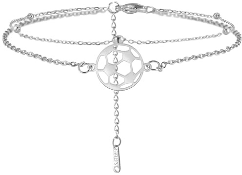 Dreamtimes Fußkettchen Frauen Fußkette Fußball Fußkettchen Sport Ball Fußkettchen Schmuck Trendy Sport Fan Schmuck Kollektion Geschenk für Athleten Freunde Graduierung Sport Geschenke