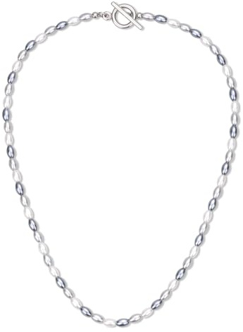 GAVU Damhalsband med rund hals, pärlhalsband för kvinnor, trefärgad snäcka pärlhalsband, OT spänne halsband, 40cm, Pärla, Konstgjorda pärlor