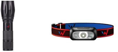W WONDER FULL ENERGY - Pack 1 Lampe torche 150 lumens + 1 Lampe frontale 110 lumens - IP44, 3 modes d'éclairage.