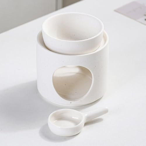 Warmself Aromalampe Metall Teelichthalter aus Keramik Duftlampe aus Keramik Wachsschmelzbrenner Weiße Spaltkeramik