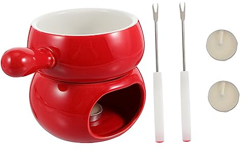OKUMEYR Pot à Fondue Céramique avec Manche Unique pour Chocolat Et Fromage Chauffe-Plat Multifonction Compatible Four Et Micro-Ondes Accessoire De Cuisine Pratique Et Élégant pour Maison e