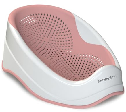BABYLON DOLPHIN Bañera bebe 0-6 meses – Asiento bañera bebe ergonómico – Hipoalergénica, resistente al moho – Antideslizante Hamaca bañera bebe – Portátil Soporte bañera bebe – rosa