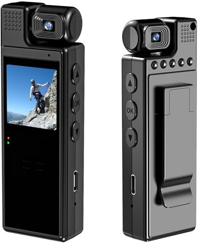 1080P Wearable Mini Body Camera 6 Hours Video Recording 180° Rotatable Lens Taking Picture Motion Detection, Small Body Cam Video Cameras for Cycling Law Enforcement Security