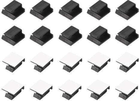 QUARKZMAN 100 Stück Selbstklebende Kabelclips Schwarzer Kabelclip Draht Halter Organizer Wand Kabelmanagement Kabelorganisation für Zuhause Wand Kabelbündel