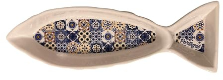 Portugal handbemaltes Azulejos Sardinen-Oliven-Tablett – portugiesisches Töpfertablett für Vorspeisen, Humus, Oliven, Saucen, florale Küchendekoration, schönes Touristengeschenk aus Portugal