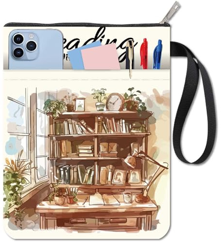 craspire Couvertures de Livres de Bureau de Lecture Housses de Livres Végétales Protection de Livres pour Livres de Poche Couverture de Livre en Tissu Lavable avec Fermeture Éclair et Poche
