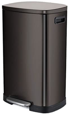 QUSYZD Poubelle en Acier Inoxydable de très Grande capacité, 50 L, pour Bureau, Maison, Cuisine, extérieur, intérieur, Type Pied, triable, Noire,Black