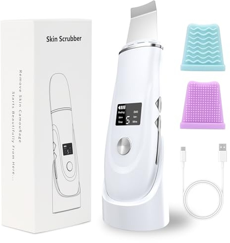 Espátula facial exfoliante de piel, herramienta de limpieza profunda 4 en 1 para extracción de poros, base de carga rápida, removedor de puntos negros, espátula facial para cuidado de la piel facial