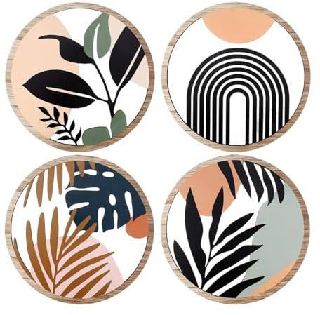 Boho Decor Wall Art - Colgantes de madera de estilo bohemio | 4 adornos de pared de madera bohemia para dormitorio | hogar estética minimalista para salón, dormitorio, granja