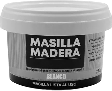 CABLEPELADO - Masilla para Madera – Rellenadora de Grietas y Agujeros en Superficies de Madera Interior, 250 g – Secado Rápido, Alta Adherencia y Fácil Aplicación - Blanca
