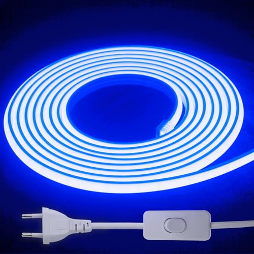 Ruban LED 220V IP65 Étanche, Bande Lumineuse Extérieur (Bleu, 2M) | 780 lm/m et éclairage COB à 180° pour une lumière homogène dans le jardin, la terrasse, la cuisine, au plafond et en vitrine.