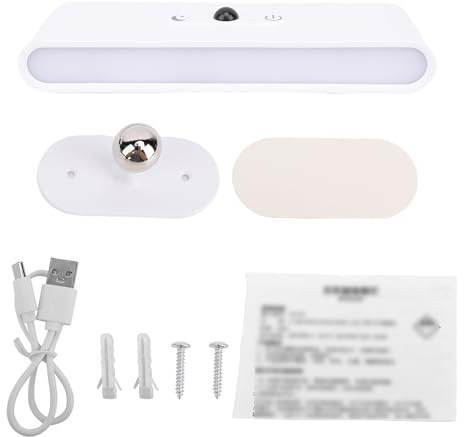 Fockety Lámpara de Pared LED de Doble Cabeza, Luz Nocturna del Sensor de Movimiento Magnético Giratorio de 360 Grados con Control Táctil de 3 Temperaturas de Color, (Recargable 3600mAh)