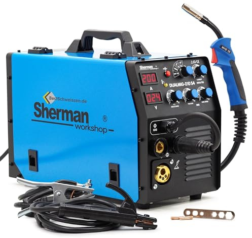 Sherman Dualmig 210 S4 Poste à souder Inverter MIG/MAG, WIG Lift & MMA, 200 A, polyvalent pour acier et aluminium, compact et puissant Bestschweissen.de
