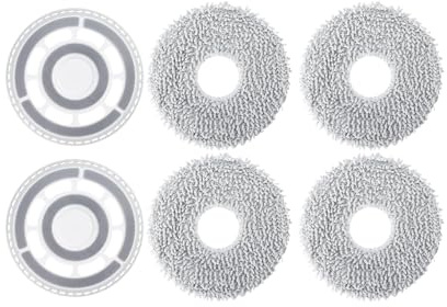 6PCS Mop Cloths with Replacement Holder, Wiping Plates for Roborock Qrevo Robot Vacuum Cleaner, Mopping Pad Floor Cleaning(Only adapted to Qrevo)
