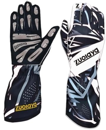 Sharplace Guantes de Karting Largos, Transpirables Y Antideslizantes para Juegos, Simuladores de Conducción Y Mandos de Volante, Blanco