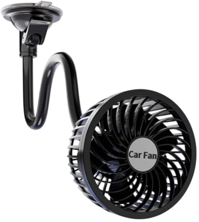 Adjustable Car Cooling Fan - Suction Cup Fan, Rechargeable Air Circulator, Strong Wind Low Noise, Efficient Auto Ventilation Supporter | Cars Boats RVs Outdoor Trips Daily Commute Home