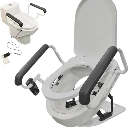 Rialzo Elettrico per WC, con Sedile Diviso a 180° E Design con Doppio Bracciolo, Funzione Riscaldamento del Sedile E Resistenza a 150 kg (330,69 Libbre), Supporto Robusto, per Disabili