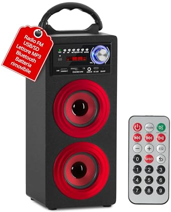 McGrey BS-20 Beachside Bluetooth Lautsprecher Rot, Highlights, 5 mm Klinke | Bluetooth-Lautsprecher mit Akku, USB/SD Slots für MP3 Wiedergabe und AUX-Eingang, Automatischer Sendersuchlauf, 1050 mAh Akku
