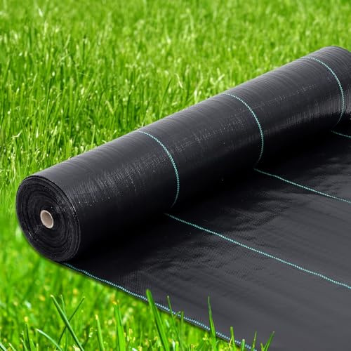 Garvee Tissu Anti-Mauvaises Herbes Jardin Haute qualité : Tapis Anti-Herbes Robuste 85 g/m², écologique, Facile Installation, résistant UV - Dim : 1,98 m × 91,44 m - Couleur : Noir