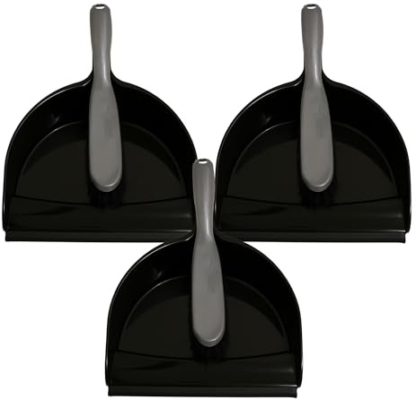 LITETRON 3 Pack Black Handheld Dustpan and Brush Sets- Compact & Durable Brush and Pan Set,Easy-to-Use Cleaning Tools for Home,Office & Outdoors–Ergonomic Grip,Lightweight Design Dustpan and Brush