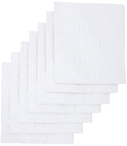 Outanaya Lot de 10 Panneaux Muraux 3d Effet Brique Autocollants en Mousse Xpe Blanche 35x38,5 Cm, Décoration Murale Facile à Poser pour Salon la Cuisine Chambre