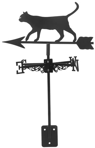 HOMSFOU Stainless Steel Cat Weathervane Wind Indicator for Garden Yard Outdoor Metal Decorative Lawn Weather Vane with Ground Insert