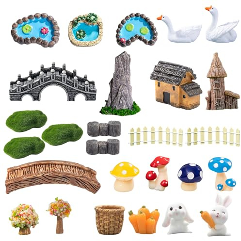 xolear 26 Pza Accesorios para Paisajismo de Jardines de Hadas en Miniatura