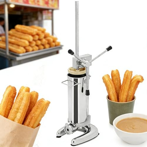 Macchina per churros verticale in acciaio inox Macchina per churros manuale professionale con 5 stampi Attrezzatura per ciambelle latino-americane per casa ristorante(3l)