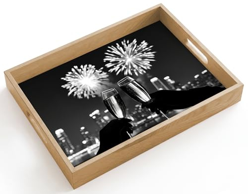 OnlyWow© Plateau Repas Bois Plateaux Service Table Dejeuner Cafe Résistant