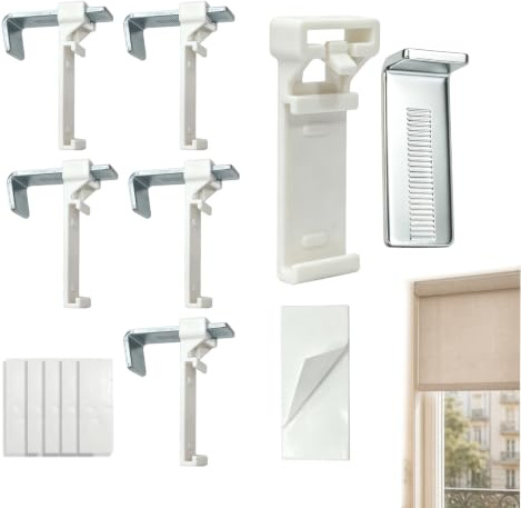 Zlokdraxy 6 Stück DopKlemmhalter, Duorollo ohne Bohren zum Klemmen | Klemmhalter für Doppelrollo Klemmfix, Duorollo und Jalousien, Ohne Bohren für PVC- und Holzfenster