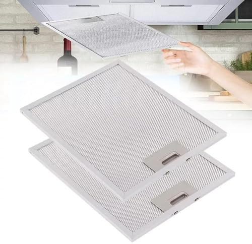 BildeeMait Paquete de 2 filtros de aluminio para campana extractora de 280 x 350 x 9 mm, trampa de grasa de malla metálica de 5 capas para ventilación de campana extractora plateada para repuesto