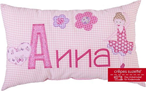 crepes suzette Namenskissen, Kissen mit Wunschnamen, Kissen mit Namen, Geburtsgeschenk, Babykissen, Geschenk Geburt Mädchen, Geschenk Ballerina