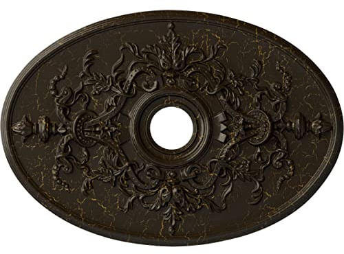 Ekena Millwork CM21X30ALSHC 30 3/4 W x 21 1/4 H x 3 7/8 ID x 1 P Alexa Ceiling Medallion (fits Canopies up to 5 5/8), Hand-Painted, Stone Hearth Crackle