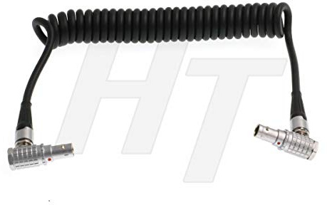HangTon Timecode Sync Cable Right Angle 5 Pin to 5 Pin Coiled Cable for Sound Devices Mixer and ARRI Alexa Camera
