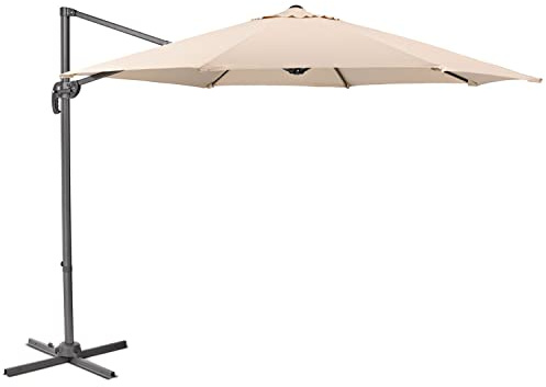 SVITA AREA Sonnenschirm Ampelschirm UV50+ Garten Terrasse Outdoor 360° Schirm Aluminium drehbar kippbar Gartenschirm Gartenmöbel Helles Taupe