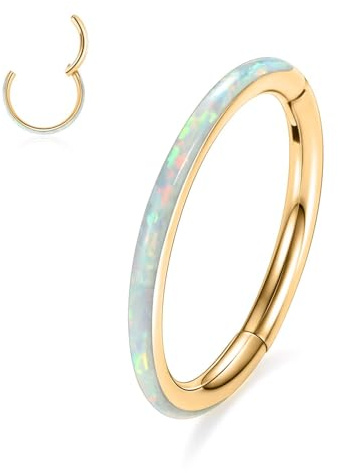 Opal CZ Conch Hoop Ring Septum Schmuck Türkis Nahtloser Clicker Ring Daith Ohrringe Chirurgischer Stahl Turm Tragus Conch Piercing Schmuck Kleiner Hoop Ohrring Nasenring 20G 18G 16G 14G 12G