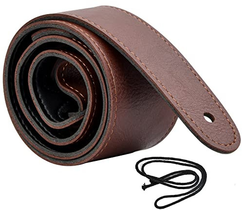 Vesaneae Gitarrengurt Verstellbarer 118-136cm, Gitarrenband aus Leder, Gitarren-Gurt PU Lederenden, Kustischer Elektrischer Gitarren-Baß-Bügel, Gitarrengurt für Akustische, Gitarren, und Bässe