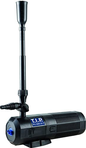 T.I.P. Teichpumpe 5in1 - UV-C Strahler & Teichfilter 2000 l/h für kleine Teiche mit Bachlauf & Wasserspiel, 4.000 l Teichvolumen, tauchbarer Filter, Für Fischbesatz, TFU 2000 UV 9, 30429