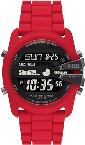 Diesel Master Chief Uhr für Herren, LCD-Uhrwerk mit Silikonarmband