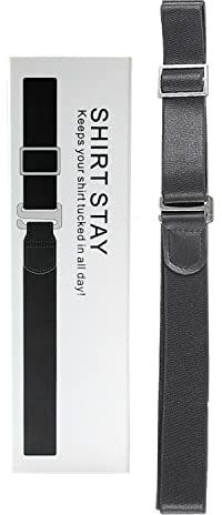 Hemdstäbchen für Herren, verstellbarer Hemdständer und Hemdclip, bequeme und praktische elastische Hemdschlossgurte, schwarz