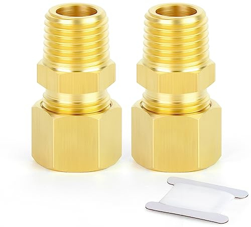 ERGAOBOY 2 piezas de accesorios de tubo de compresión de latón, 8 mm de diámetro exterior x 1/2 BSP hembra, conector recto de unión de compresión