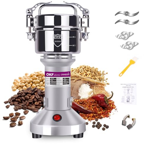 150g Grain Mill, 304 Stainless Steel Spice Grinder, 1500W High-speed Commercial Flour Mill, Superfine Flour Mill Grinder for Home, Grain Mill for Flour