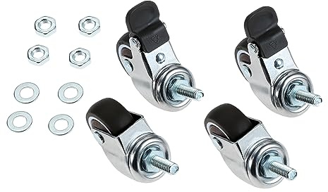 Schwerlastrollen Schiebetürrollen M6 4 Räder Möbelrolle mit Bremse Lenkroll | 1,5 Zoll,M6x15m,Gebremste Lenkrollen Passend für Schiebetüren und Möbel, Hohe Traglast, Leiser Lauf und Bodenschonend