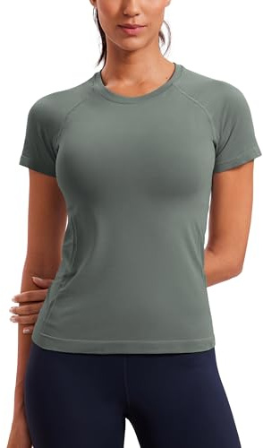 CRZ YOGA Seamless T-Shirt Hüftlang | Training, Scheuerfrei, Slim Fit, Raglanärmel, Mesh-Einsätze, Workout, Sportshirt Kurzarm für Damen